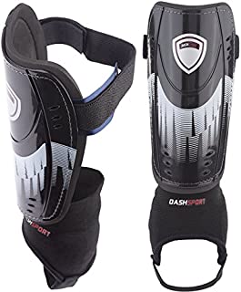 DashSport Soccer Shin Guards -Youth Sizes Best Kids Soccer Equipment with Ankle Sleeves - Great for Boys and Girls