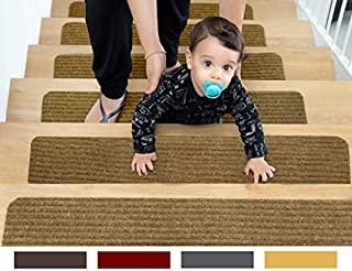 EdenProducts Non-Slip Carpet Stair Treads, 15 Count 8x30 Beige, Pre-Applied Adhesive