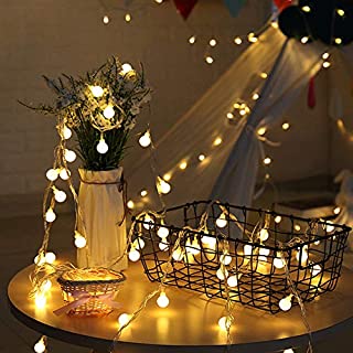 YMING Globe String Lights, 49Ft 100 LED 8 Modes 29V Waterproof Indoor String Lights, Decorative Fairy Light for Home Party Wedding Patio Garden, UL588 Approved(Warm White)