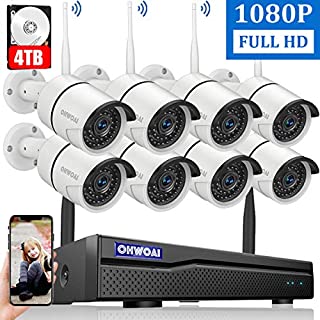 2020 New Security Camera System Wireless, 4TB Hard Drive Pre-Install 8 Channel 1080P NVR, 8PCS 1080P 2.0MP CCTV WI-FI IP Cameras for Homes,OHWOAI HD Surveillance Video Security System.