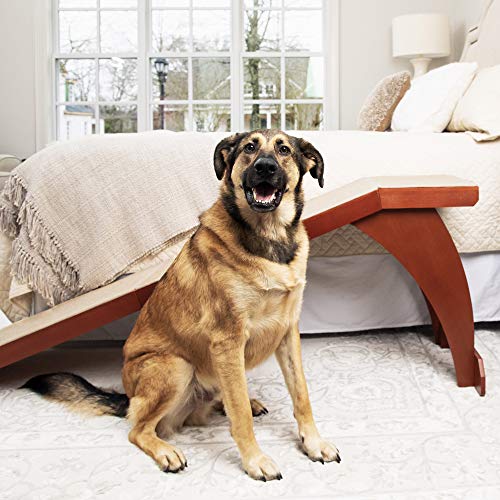 PetSafe CozyUp Bed Ramp for Dogs and Cats - Durable Frame Supports up to 120lb - Furniture Grade Wood Pet Ramp with Cherry Finish - High-Traction Carpet Surface  Great for Older Animals