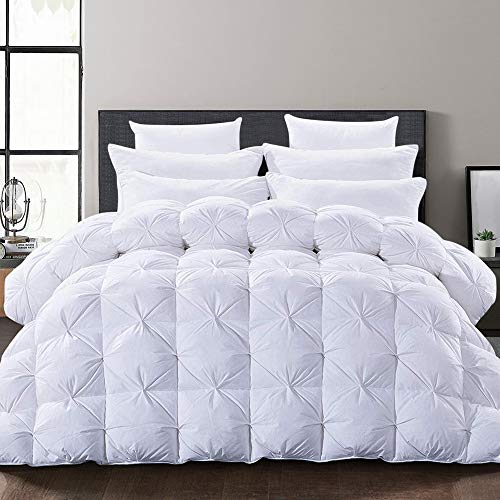 HOMBYS Goose Down Comforter King Size Duvet Insert All-Season Goose Feather Down Comforter King 100% Cotton Cover Down Proof with Corner Tabs, 69 OZ Fill Weight, Hypo-allergenic