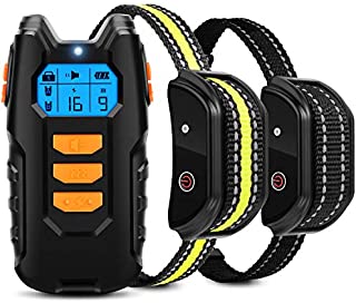 Flittor Dog Training Collar, Shock Collar for Dogs with Remote, 2 Receiver Rechargeable Dog Shock Collar, 3 Modes Beep Vibration and Shock Waterproof Bark Collar for Small, Medium, Large Dogs