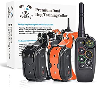 PetSpy M686B Dog Trainer Shock Collar for 2 Dogs with Vibra and Beep, Fully Waterproof Remote Training E-Collars