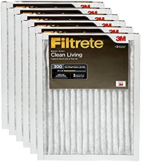 Filtrete BD03-6PK-2E MPR 300 20x25x1, Clean Living Basic Dust, AC Furnace Air Filter, 6-Pack, 20 x 25 x 1, White, 6 Pack