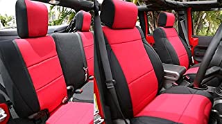 GEARFLAG Neoprene Seat Cover Custom fits Wrangler JK 2007-17 Unlimited 4 Door Full Set with Side airbag Opening (Front + Rear Seats) (Red/Black)