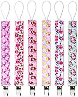 Adorn Pacifier Clips for Baby Girl. 6-Pack Pacifier Holder Fits All Pacifiers, Soothie & Baby Teething Toys. Premium Quality & Cute Designs. Perfect Baby Shower Gift. Cute and Stylish Designs!