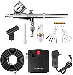 Gocheer Mini Airbrush Kit, Dual-Action Air Brush Pen Gravity Feed Airbrush for Makeup Art Craft Nails Cake Decorating Modeling Tool with Airbrush Cleaning Set