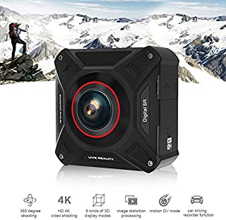 Sport Camera, 4K HD VR Dual Lens Panoramic Camera 720 Degree Car Driving Recorder Dash Cam Monitor Surveillance