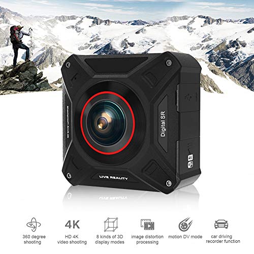 Sport Camera, 4K HD VR Dual Lens Panoramic Camera 720 Degree Car Driving Recorder Dash Cam Monitor Surveillance