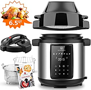 [Stay Strong, USA]6.5Qt Pressure Cooker and Air Fryer Combos, Steamer Cooker, 1500W Pressure, Air Fryer All-in-One Multi-Cooker with LED Touchscreen Panel, 3-Qt Air Fry Basket, Pressure & Crisping Lid, Free Recipe Book