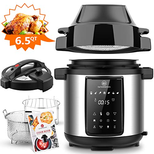 [Stay Strong, USA]6.5Qt Pressure Cooker and Air Fryer Combos, Steamer Cooker, 1500W Pressure, Air Fryer All-in-One Multi-Cooker with LED Touchscreen Panel, 3-Qt Air Fry Basket, Pressure & Crisping Lid, Free Recipe Book