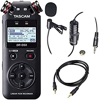 Tascam DR-05X 2-Input / 2-Track Portable Handheld Digital Audio Recorder (Black) with Deluxe accessory bundle