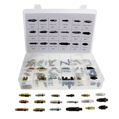 ABN Brake Caliper & Wheel Cylinder Bleeder Screw 90-Piece Assortment, Standard (SAE) & Metric Bleeding Screws Bleed Kit