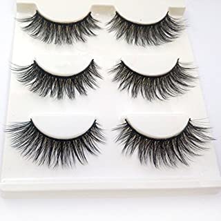 Trcoveric 3D False Eyelashes Extension 3Pairs Makeup Hand-made Dramatic Long Lashes Reusable Cruelty-Free Fake Eyelash