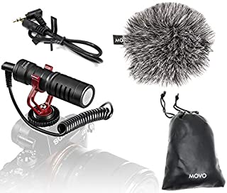 Movo VXR10 Universal Video Microphone with Shock Mount, Deadcat Windscreen, Case for iPhone, Android Smartphones, Canon EOS, Nikon DSLR Cameras and Camcorders - Perfect Camera Microphone, Shotgun Mic