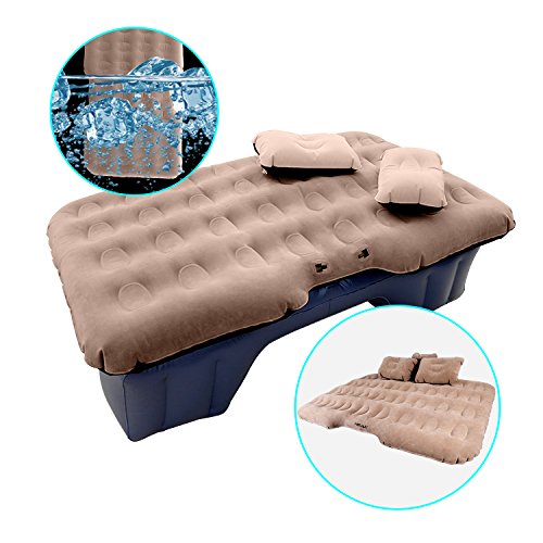 HIRALIY Car Air Mattress for Back Seat Inflatable Car Mattress Portable Travel Camping Mattress Sleep Bed for Road Trips Universal SUV Blow Up Mattress with 2 Air Pillow & Electric Air Pump