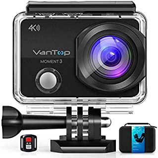 VanTop Moment 3 4K Action Camera w/Gopro Compatible Carrying Case,Remote Control,16MP Sony Sensor,30M Waterproof Camera w/Gopro Compatible Accessories,2 Batteries,170° Ultra Wide Angle