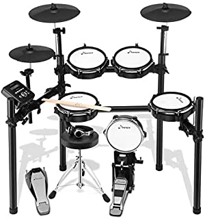 Donner DED-200 Electric Drum Set Electronic Kit with Mesh Head 8 Piece, Drum Throne, Sticks Headphone and Audio Cable Included, More Stable Iron Metal Support Set