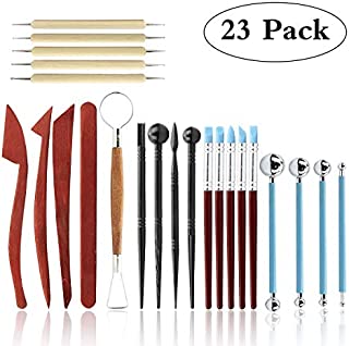 Polymer Clay Tools,23 pcs Modeling Clay Sculpting Tools Kits for Pottery Sculpture, Include Wooden Dotting Tools,Rubber Tip Pens,Ball Stylus Tool,Modeling Tools Pottery Tools,Rosewood Ceramics Tool