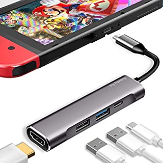 Piy Painting Nintendo Switch Dock, USB Type C to HDMI Multiport Hub, USB-C (USB3.1) Adapter PD Charger for Nintendo Switch, Portable 4K HDMI Dock for Samsung Dex Station S10/9/8/Note8/9/Tab S