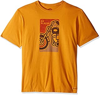 Life is Good Men's Go Places Motorcycle Crusher Tee, Artisan Gold, Large