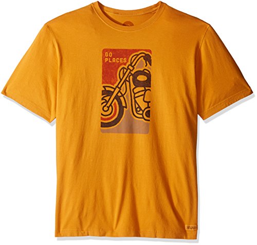 Life is Good Men's Go Places Motorcycle Crusher Tee, Artisan Gold, Large