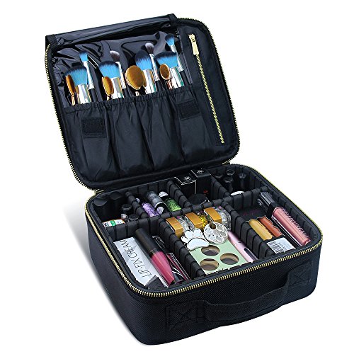 Travel Makeup Case,Chomeiu- Professional Cosmetic Makeup Bag Organizer Makeup Boxes With Compartments Neceser De Maquillaje(Black-M)