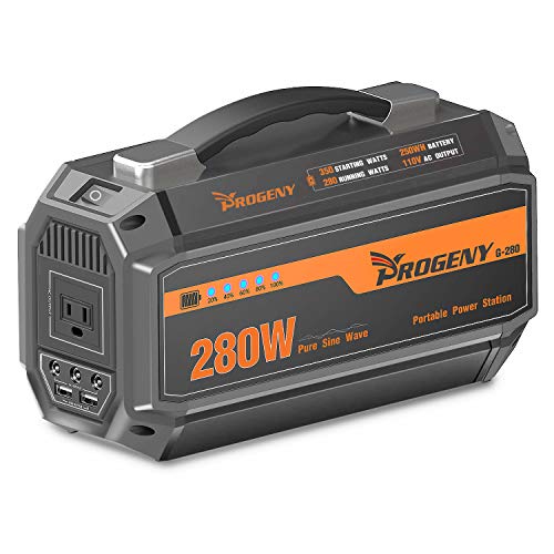 PROGENY 280W Generator Portable Power Station- [ Upgraded 250Wh / 67500mAh ]-Lithium Battery Pack Supply with 110V AC Outlet, 3 DC 12V Ports, 2 USB, Solar Generators for Camping CPAP Emergency Home