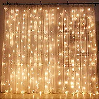 Twinkle Star 300 LED Window Curtain String Light Wedding Party Home Garden Bedroom Outdoor Indoor Wall Decorations, Warm White