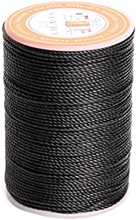FANDOL Waxed Polyester Cord Wax-Coated Strings Waterproof Round Wax Coated Thread for Braided Bracelets DIY Accessories or Leather Sewing (Black)
