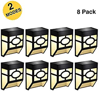 Greluna Solar Wall Lights Outdoor, 2 Modes Solar Led Waterproof Lighting for Deck, Fence, Patio, Front Door, Stair, Landscape, Yard and Driveway Path,Warm White/Color Changing,Pack of 8