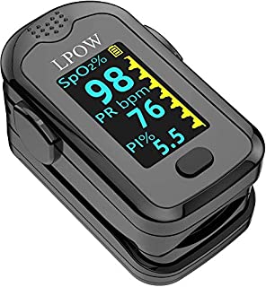 Pulse Oximeter Fingertip, Blood Oxygen Saturation Monitor for Pulse Rate, Heart Rate Monitor and SpO2 Levels with LED Screen Display Batteries and Lanyard Included