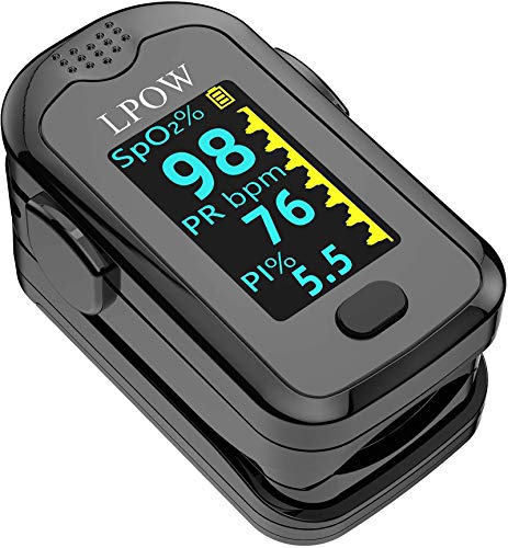 Pulse Oximeter Fingertip, Blood Oxygen Saturation Monitor for Pulse Rate, Heart Rate Monitor and SpO2 Levels with LED Screen Display Batteries and Lanyard Included