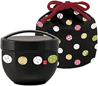 Skater Japanese Bento Bowl 2 Tier Temari Rabbit 560ml (19oz) with Carrying Bag (Black)