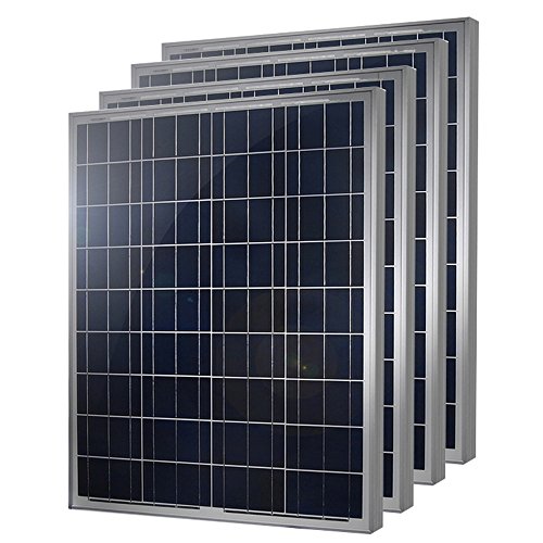 HQST 4 Packs 100 Watt 12 Volt Polycrystalline Solar Panel with MC4 Connectors High Efficiency Module PV Power for Battery Charging Boat, Caravan, RV and Any Other Off Grid Applications