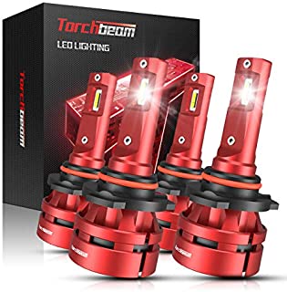 Torchbeam T2 9005 9006 LED Headlight Bulb Kit, High Beam Low Beam, 6500K Cool White, 200% Brightness, Compact Design, Replacement Bulbs, Pack of 4