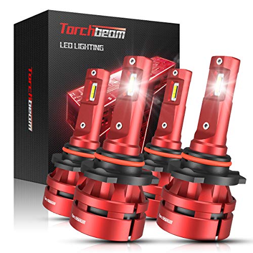 Torchbeam T2 9005 9006 LED Headlight Bulb Kit, High Beam Low Beam, 6500K Cool White, 200% Brightness, Compact Design, Replacement Bulbs, Pack of 4