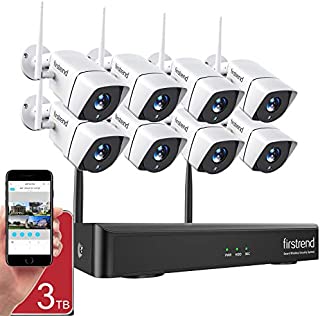 1080P Wireless Security Camera System, Firstrend 8CH Wireless NVR System with 8pcs 1080P HD Security Camera and 3TB Hard Drive Pre-Installed,P2P Wireless Security System for Indoor and Outdoor Use