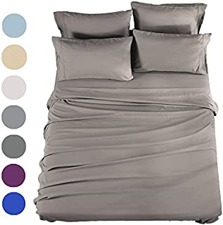 SONORO KATE Bed Sheets Set Sheets Microfiber Super Soft 1800 Thread Count Egyptian Sheets 16-Inch Deep Pocket Wrinkle Fade and Hypoallergenic - 6 Piece (King, Grey)