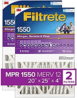 Filtrete 20x25x4, AC Furnace Air Filter, MPR 1550 DP, Healthy Living Ultra Allergen Deep Pleat, 2-Pack (actual 19.88 x 24.43 x 4.31)