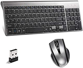 Wireless Keyboard and Mouse Combo,Ultra Slim with Mute Whispe-Quiet Keys for Laptop Notebook Mac PC Computer Windows OS Android (Black)