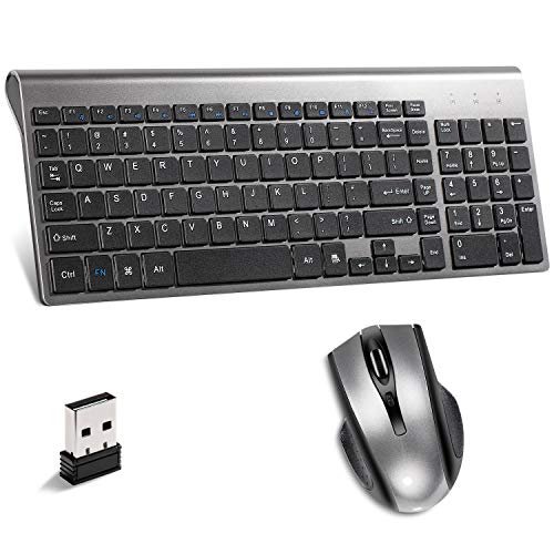 Wireless Keyboard and Mouse Combo,Ultra Slim with Mute Whispe-Quiet Keys for Laptop Notebook Mac PC Computer Windows OS Android (Black)