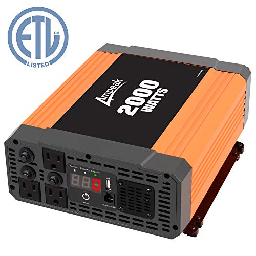 Ampeak 2000W Power Inverter 3 AC Outlets DC 12V to 110V AC Car Converter 2.1A USB Inverter