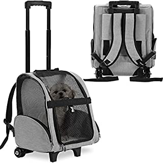 KOPEKS Deluxe Backpack Pet Travel Carrier with Double Wheels - Grey - Large (KPS-1116)