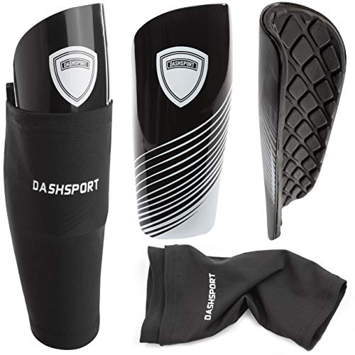 DashSport Soccer Shin Guards Youth Includes Two Shin Guards and Two Compression Calf Sleeves with Pockets