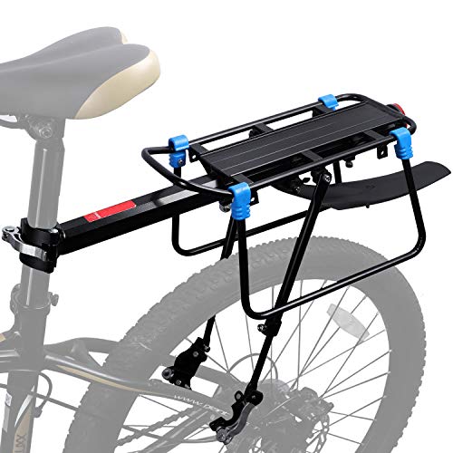 ICOCOPRO Bike Cargo Rack with Fender, 110 LB Capacity Universal Bicycle Touring Carrier, Quick Release Adjustable Bicycle Luggage Carrier Rack with Rear Reflector