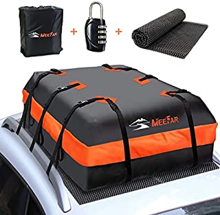 XBEEK Car Roof Top Rooftop Cargo Carrier Bag 20 Cubic feet Waterproof for All Cars with/Without Rack, Includes Anti-Slip Mat, 10 Reinforced Straps, 6 Door Hooks, Luggage Lock