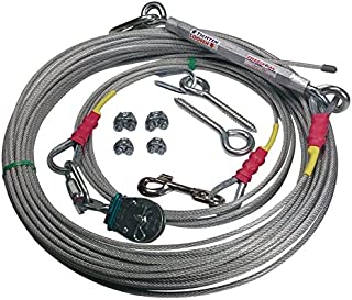 Freedom Aerial Dog Runs 100 FT FADR-100/SD/HD Select Kit Strength and Lead Line Length (Standard (Dogs up to 45 Pounds), 17 FT Lead Line Length)