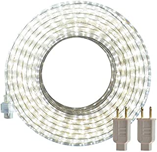 LED Rope Lights Outdoor, White 50ft Waterproof Flexible Strip Lights Kit, 110V Connectable LED Strips, Cuttable 6000K Indoor Tape Lighting, UL Certified Decorative Location Garden Stairs Balcony Party